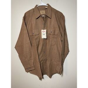 Moose Creek Mens Heavyweight Work Outdoor Size Large Hunting Flannel Shirt Tan